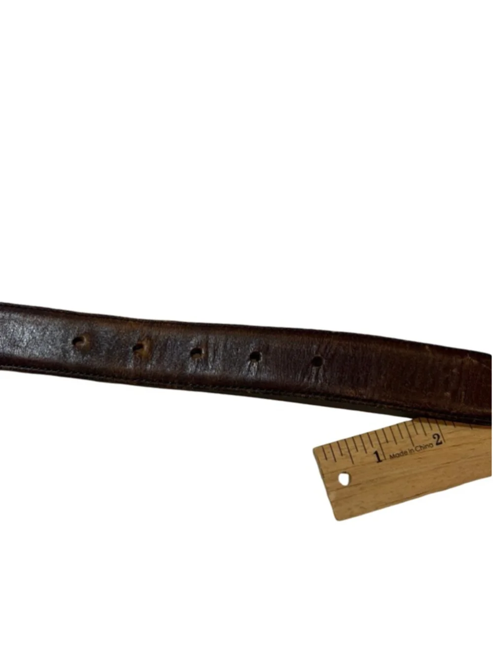 Yves Saint Laurent YSL Leather Belt Brown Brass Buckle Size 36 Classic Designer